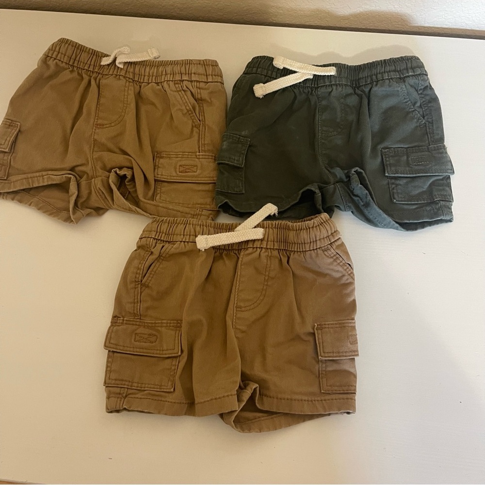 Old Navy Kids Cargo Shorts Trio - Tan, Green, Brown
